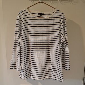 Pink Tartan Women's 100% Cotton Striped Blue & White Long Sleeve Top (Size XL)